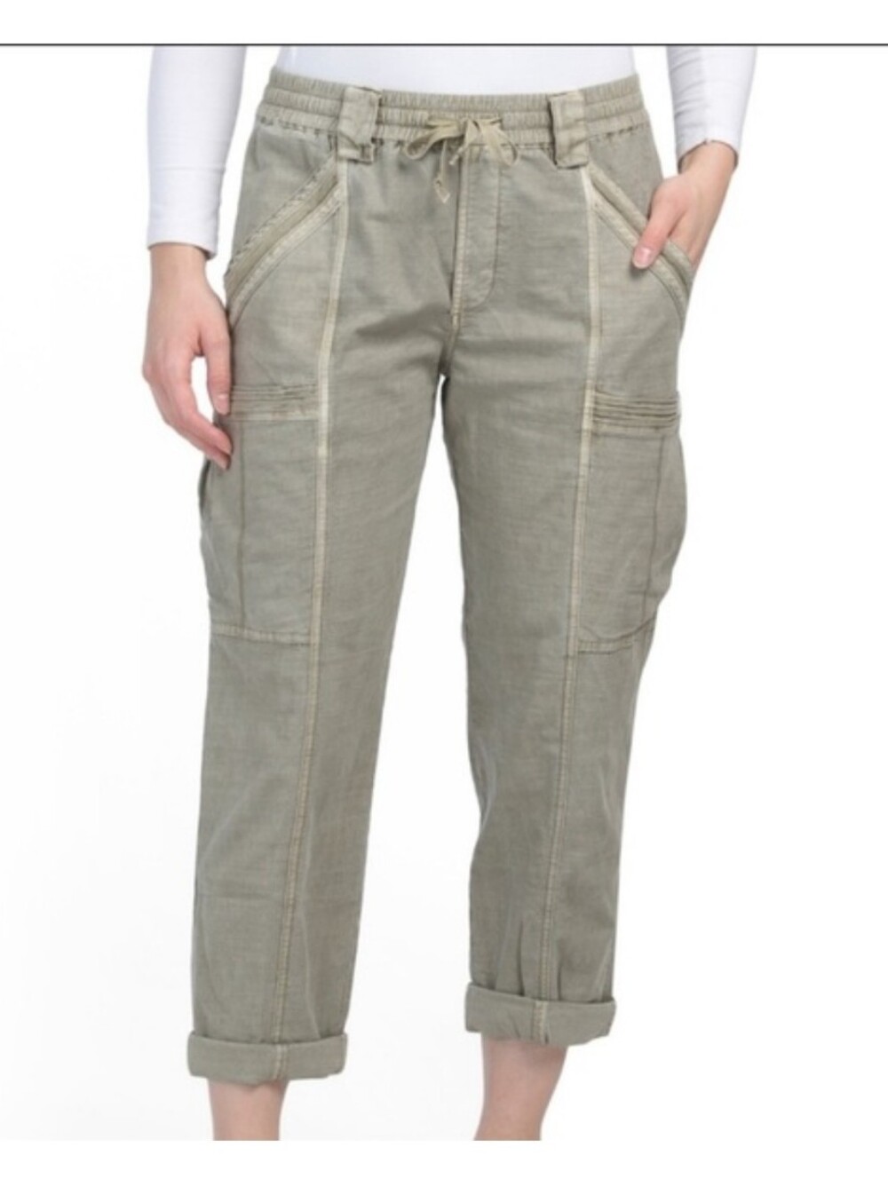 Anthropologie Gray Lightweight Drawstring Cargo Pants